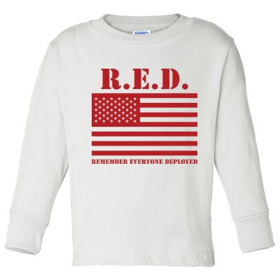 R.E.D. Friday | On Fridays We Wear Red | Remember Everyone Deployed Toddler Long Sleeve Shirt