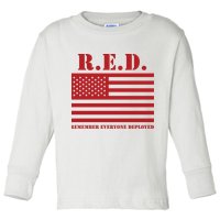 R.E.D. Friday | On Fridays We Wear Red | Remember Everyone Deployed Toddler Long Sleeve Shirt