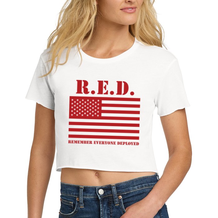R.E.D. Friday | On Fridays We Wear Red | Remember Everyone Deployed Crop Top