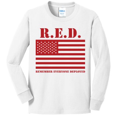 R.E.D. Friday | On Fridays We Wear Red | Remember Everyone Deployed Kids Long Sleeve Shirt