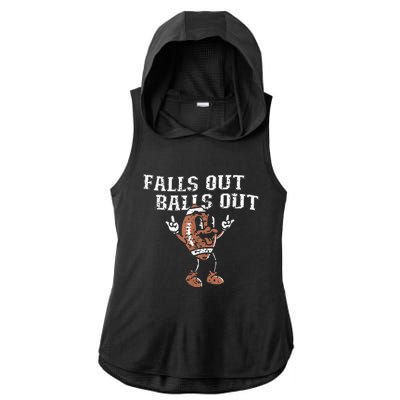 Retro Falls Out Balls Out Football Vintage Thanksgiving Ladies PosiCharge Tri-Blend Wicking Draft Hoodie Tank