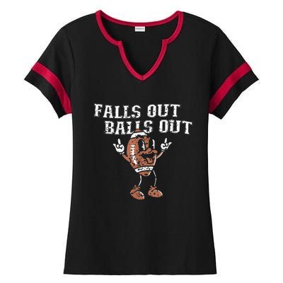 Retro Falls Out Balls Out Football Vintage Thanksgiving Ladies Halftime Notch Neck Tee