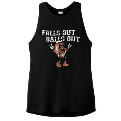 Retro Falls Out Balls Out Football Vintage Thanksgiving Ladies PosiCharge Tri-Blend Wicking Tank