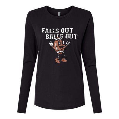 Retro Falls Out Balls Out Football Vintage Thanksgiving Womens Cotton Relaxed Long Sleeve T-Shirt