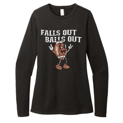 Retro Falls Out Balls Out Football Vintage Thanksgiving Womens CVC Long Sleeve Shirt