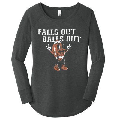 Retro Falls Out Balls Out Football Vintage Thanksgiving Women's Perfect Tri Tunic Long Sleeve Shirt