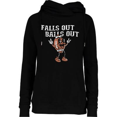 Retro Falls Out Balls Out Football Vintage Thanksgiving Womens Funnel Neck Pullover Hood