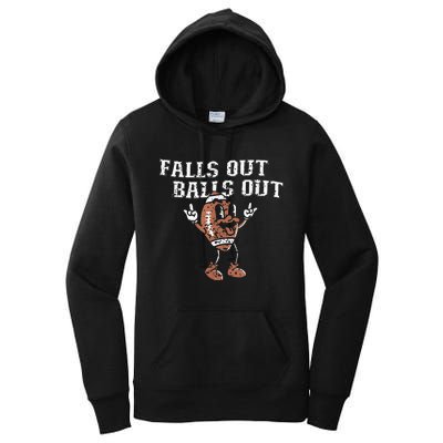 Retro Falls Out Balls Out Football Vintage Thanksgiving Women's Pullover Hoodie