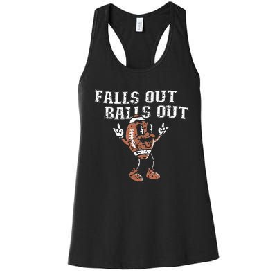 Retro Falls Out Balls Out Football Vintage Thanksgiving Women's Racerback Tank