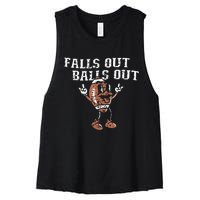 Retro Falls Out Balls Out Football Vintage Thanksgiving Women's Racerback Cropped Tank