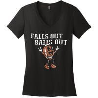 Retro Falls Out Balls Out Football Vintage Thanksgiving Women's V-Neck T-Shirt