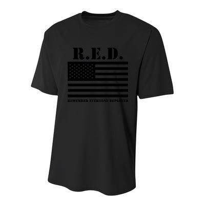 R.E.D. Friday | On Fridays We Wear Red | Remember Everyone Deployed Youth Performance Sprint T-Shirt