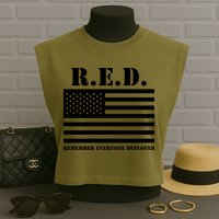 R.E.D. Friday | On Fridays We Wear Red | Remember Everyone Deployed Garment-Dyed Women's Muscle Tee