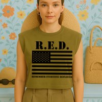 R.E.D. Friday | On Fridays We Wear Red | Remember Everyone Deployed Garment-Dyed Women's Muscle Tee