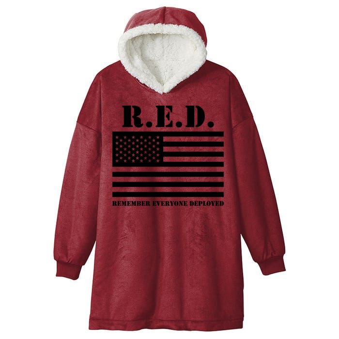 R.E.D. Friday | On Fridays We Wear Red | Remember Everyone Deployed Hooded Wearable Blanket