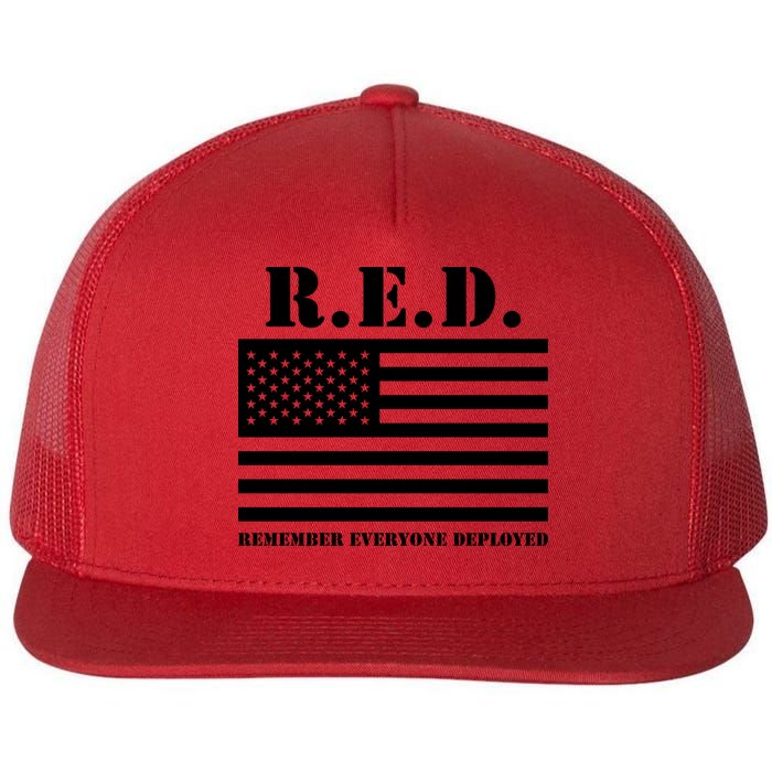 R.E.D. Friday | On Fridays We Wear Red | Remember Everyone Deployed Flat Bill Trucker Hat