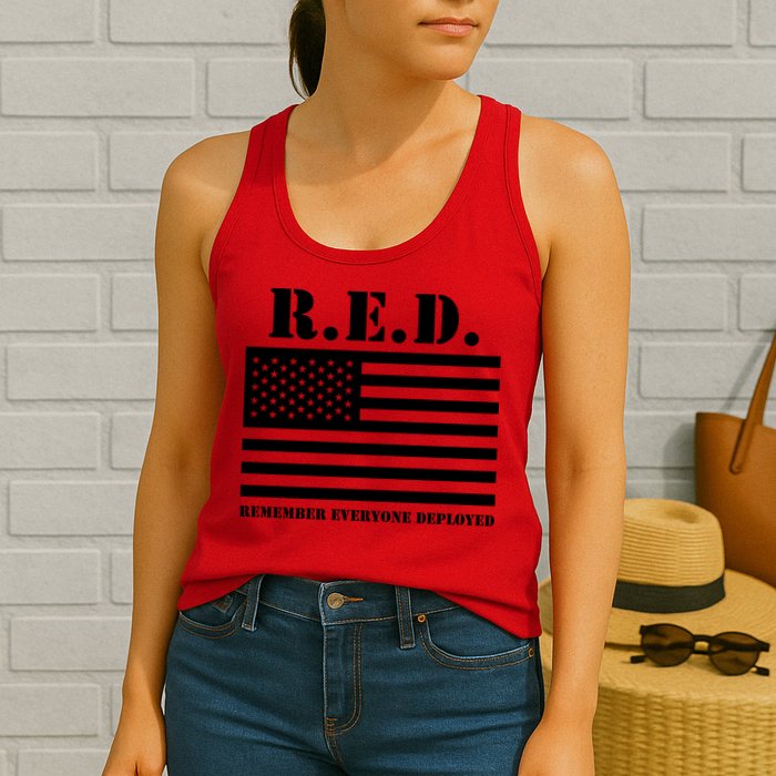 R.E.D. Friday | On Fridays We Wear Red | Remember Everyone Deployed Womens Tank Top