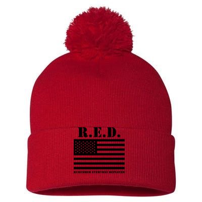 R.E.D. Friday | On Fridays We Wear Red | Remember Everyone Deployed Pom Pom 12in Knit Beanie