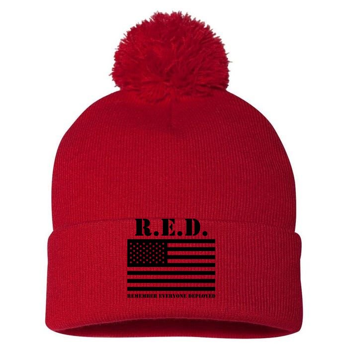 R.E.D. Friday | On Fridays We Wear Red | Remember Everyone Deployed Pom Pom 12in Knit Beanie