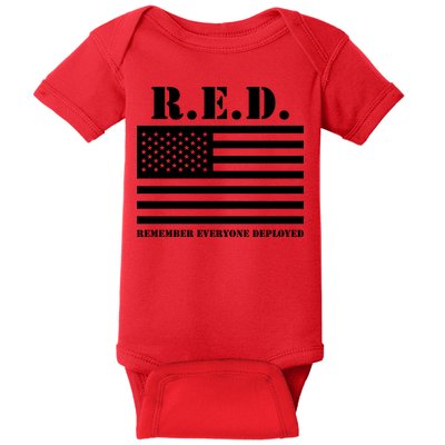 R.E.D. Friday | On Fridays We Wear Red | Remember Everyone Deployed Baby Bodysuit