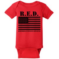 R.E.D. Friday | On Fridays We Wear Red | Remember Everyone Deployed Baby Bodysuit