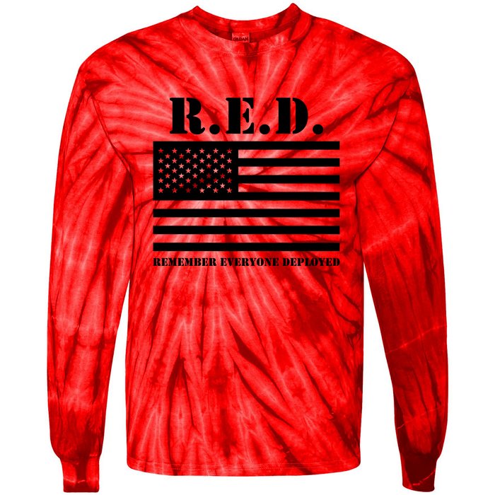 R.E.D. Friday | On Fridays We Wear Red | Remember Everyone Deployed Tie-Dye Long Sleeve Shirt