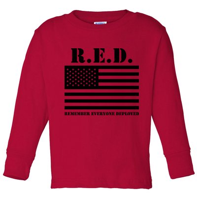 R.E.D. Friday | On Fridays We Wear Red | Remember Everyone Deployed Toddler Long Sleeve Shirt