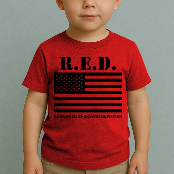 R.E.D. Friday | On Fridays We Wear Red | Remember Everyone Deployed Toddler T-Shirt