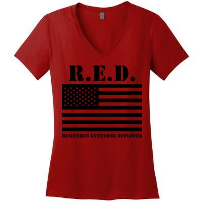 R.E.D. Friday | On Fridays We Wear Red | Remember Everyone Deployed Women's V-Neck T-Shirt