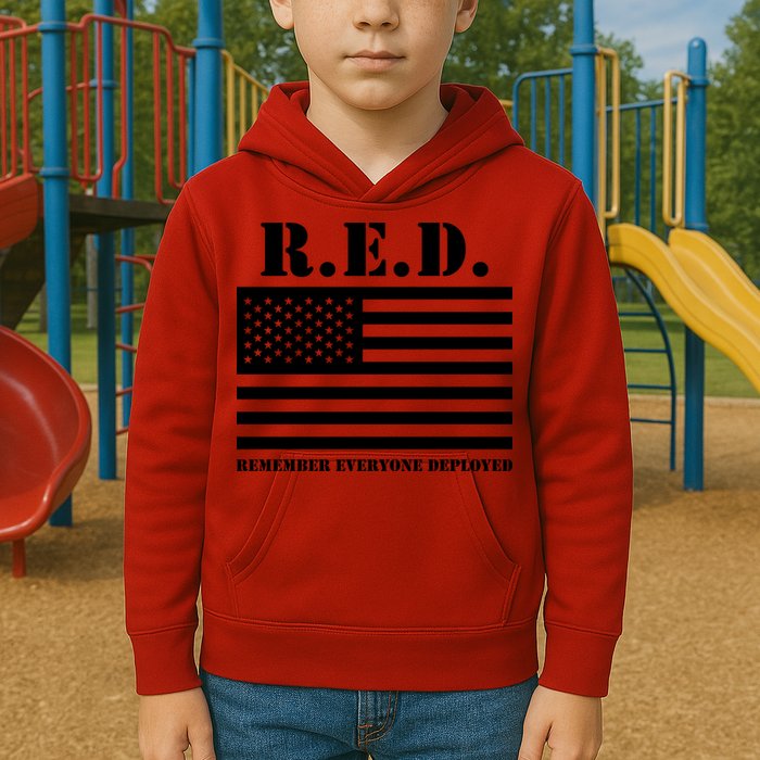 R.E.D. Friday | On Fridays We Wear Red | Remember Everyone Deployed Kids Hoodie