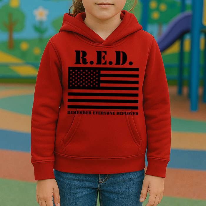 R.E.D. Friday | On Fridays We Wear Red | Remember Everyone Deployed Kids Hoodie