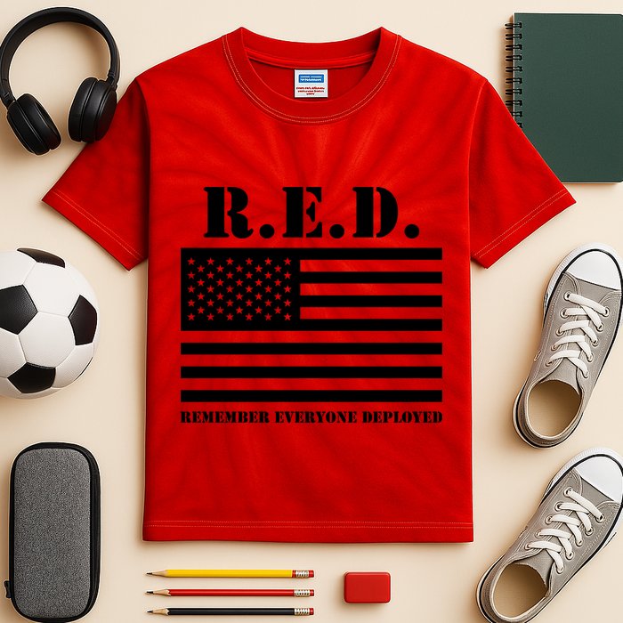 R.E.D. Friday | On Fridays We Wear Red | Remember Everyone Deployed Kids Tie-Dye T-Shirt