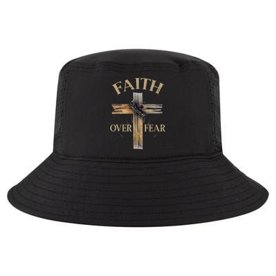 Religious Faith Over Fear Christian Cross Cool Comfort Performance Bucket Hat