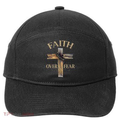 Religious Faith Over Fear Christian Cross 7-Panel Snapback Hat