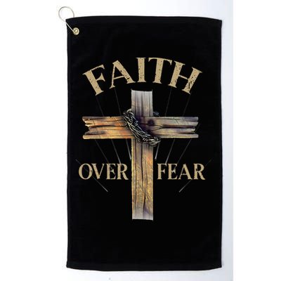 Religious Faith Over Fear Christian Cross Golf Towel