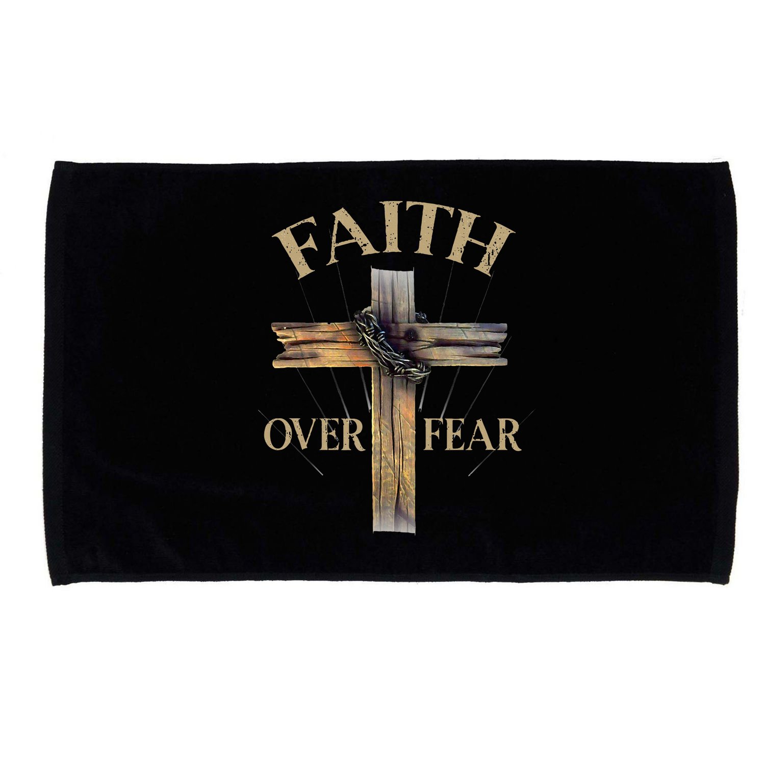 Religious Faith Over Fear Christian Cross Microfiber Hand Towel