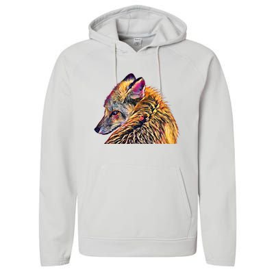 Red Fox Oil Paint Filter Fox Lover Great Gift Performance Fleece Hoodie