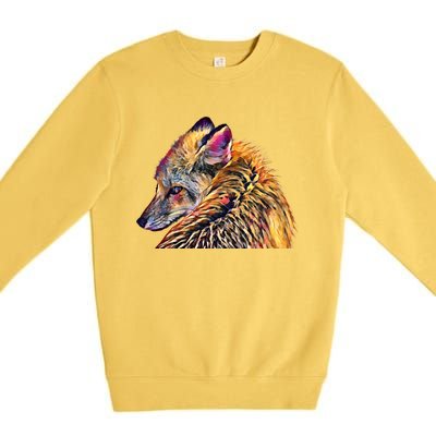 Red Fox Oil Paint Filter Fox Lover Great Gift Premium Crewneck Sweatshirt