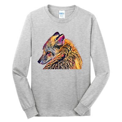 Red Fox Oil Paint Filter Fox Lover Great Gift Tall Long Sleeve T-Shirt