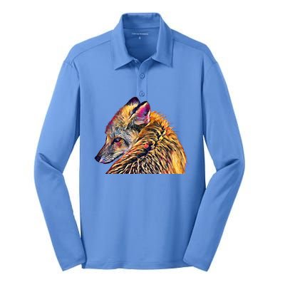 Red Fox Oil Paint Filter Fox Lover Great Gift Silk Touch Performance Long Sleeve Polo