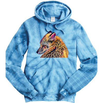 Red Fox Oil Paint Filter Fox Lover Great Gift Tie Dye Hoodie