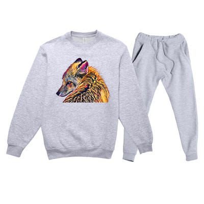 Red Fox Oil Paint Filter Fox Lover Great Gift Premium Crewneck Sweatsuit Set