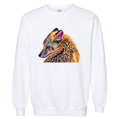 Red Fox Oil Paint Filter Fox Lover Great Gift Garment-Dyed Sweatshirt