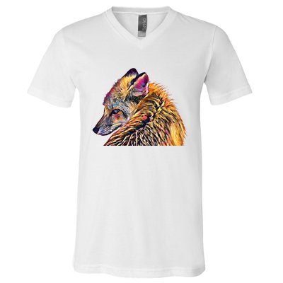 Red Fox Oil Paint Filter Fox Lover Great Gift V-Neck T-Shirt