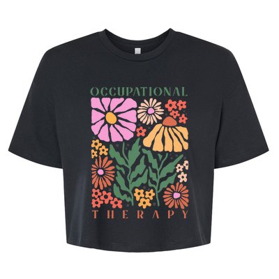 Retro floral Occupational Therapy therapist OT life Bella+Canvas Jersey Crop Tee