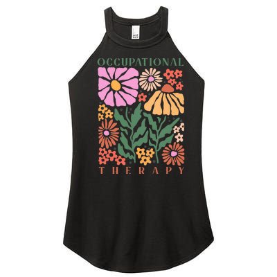 Retro floral Occupational Therapy therapist OT life Women’s Perfect Tri Rocker Tank