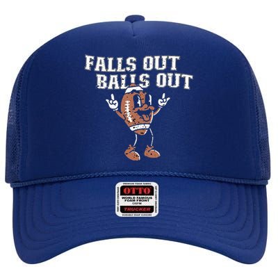 Retro Falls Out Balls Out Football Vintage Thanksgiving High Crown Mesh Back Trucker Hat