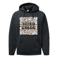 Retro Flower Power Squared Third 3rd Grade Back To School Performance Fleece Hoodie