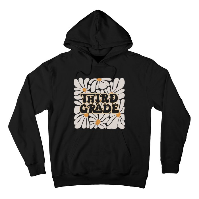 Retro Flower Power Squared Third 3rd Grade Back To School Hoodie