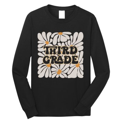 Retro Flower Power Squared Third 3rd Grade Back To School Long Sleeve Shirt